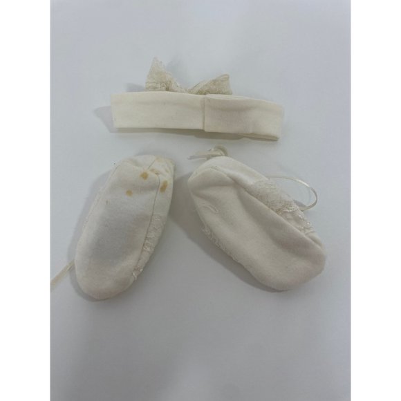 Vintage Baby Girl’s Fancy Cardigan, Booties, Headband, Blanket, Cream, lace, Bea - Picture 6 of 17